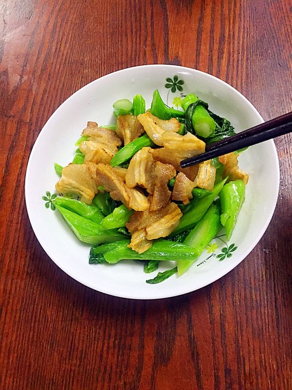 五花肉盖菜心步骤14