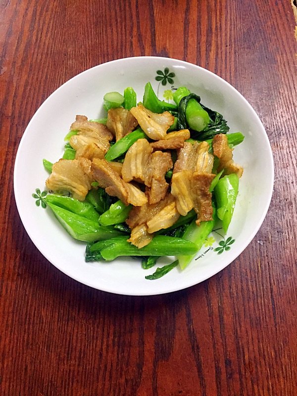 五花肉盖菜心步骤13