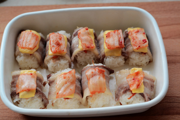 五花乳酪饭团步骤12