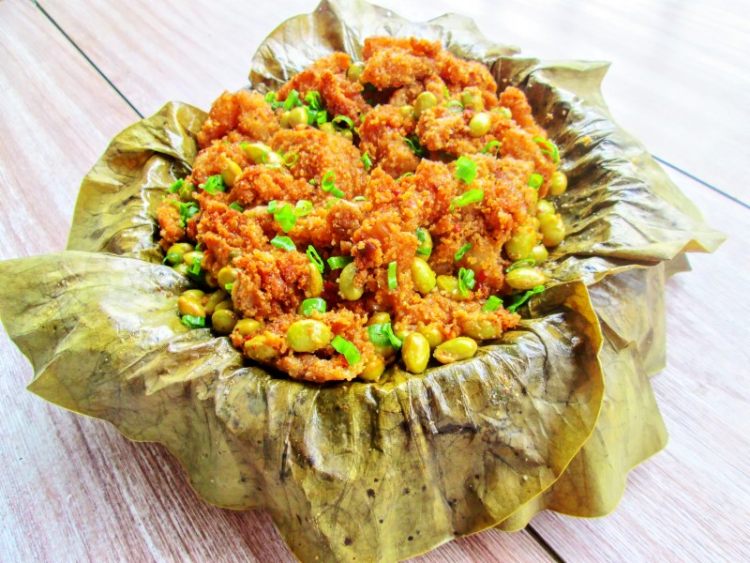 青豆荷叶粉蒸肉步骤9