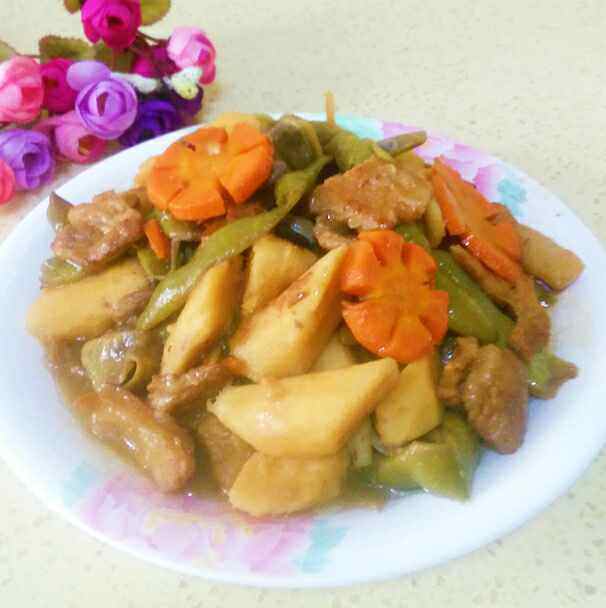 五花肉炖豆角山药步骤8