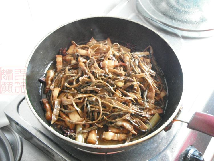 五花肉烧干豆角步骤12