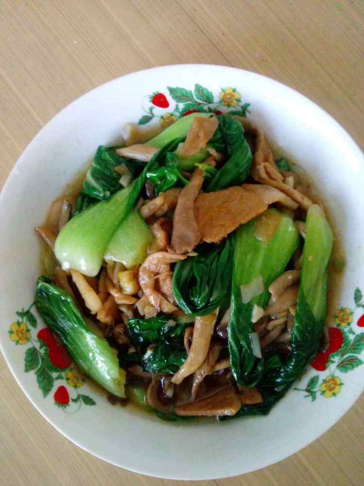 蘑菇炒油菜步骤6