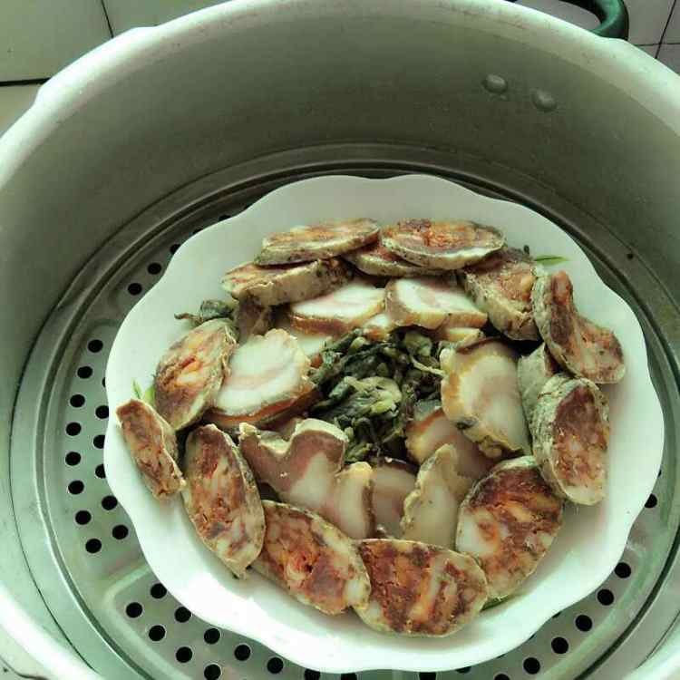 咸菜蒸腊味步骤5