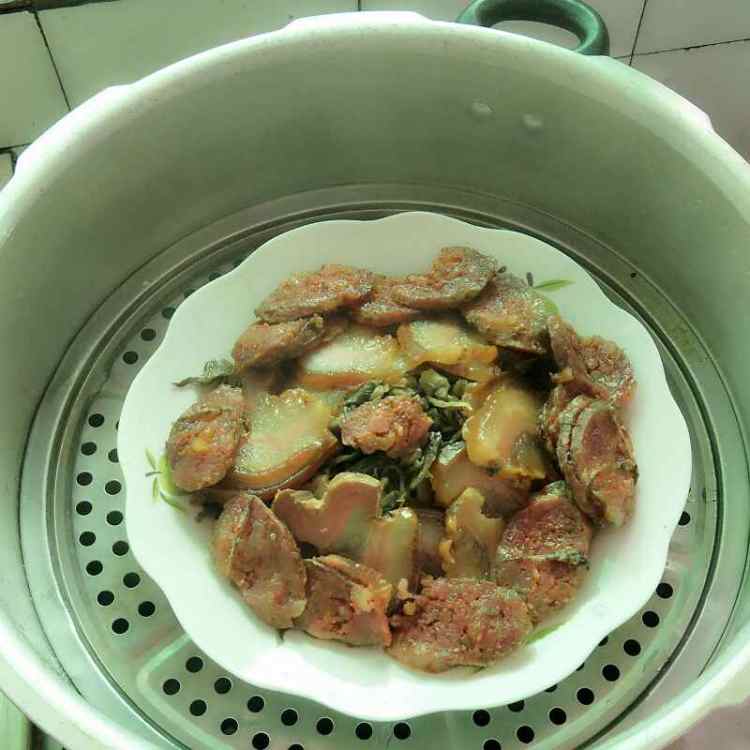 咸菜蒸腊味步骤6