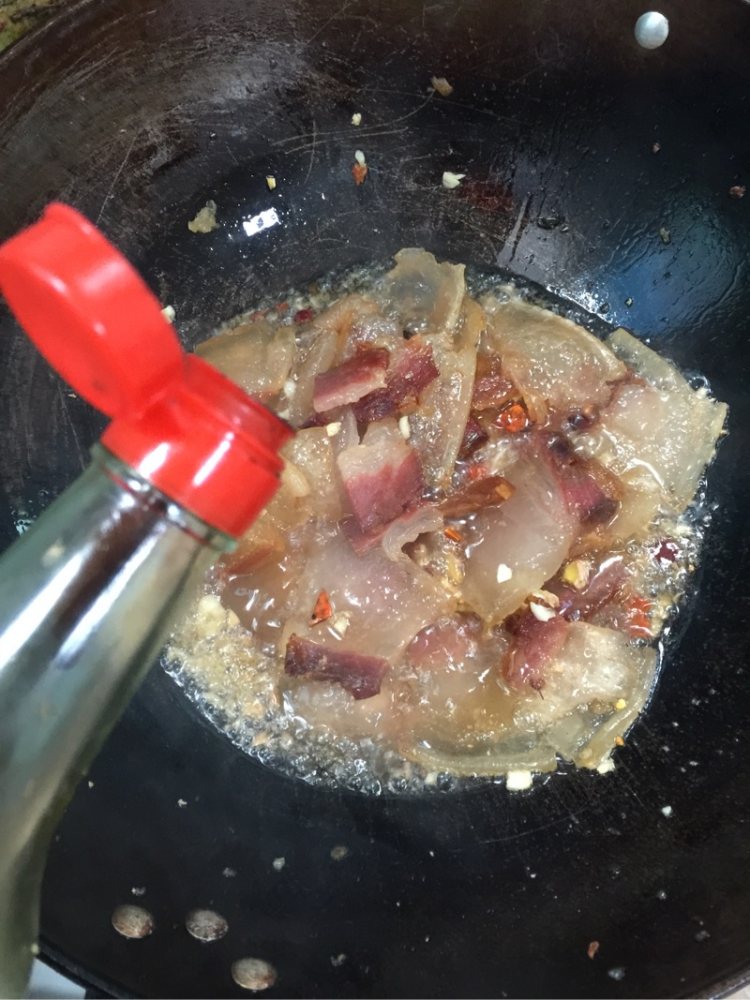 菜苔炒腊肉步骤7