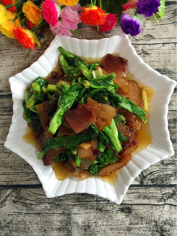 菜苔炒腊肉步骤12