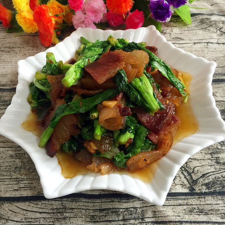 菜苔炒腊肉步骤15