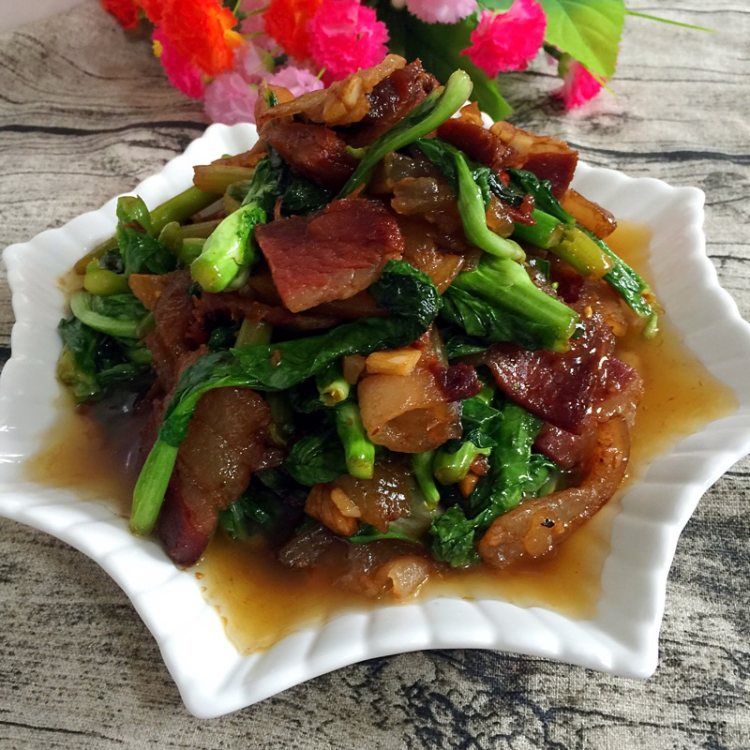 菜苔炒腊肉步骤19