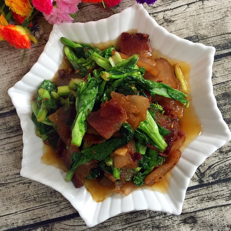 菜苔炒腊肉步骤14