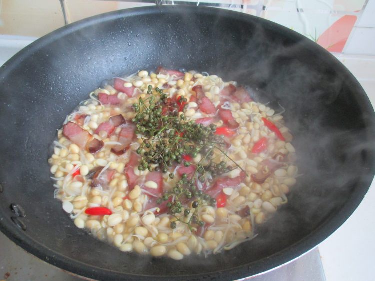 腊肉烧豆芽步骤8