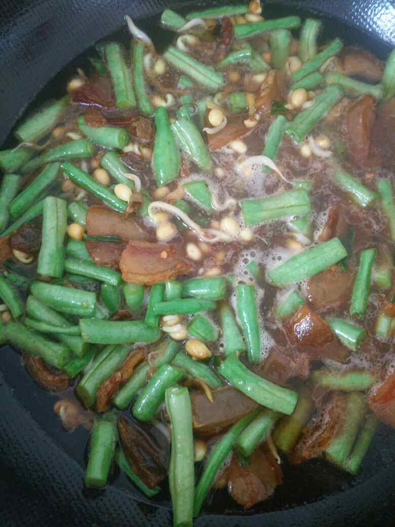 腊肉豆角蒸面步骤7