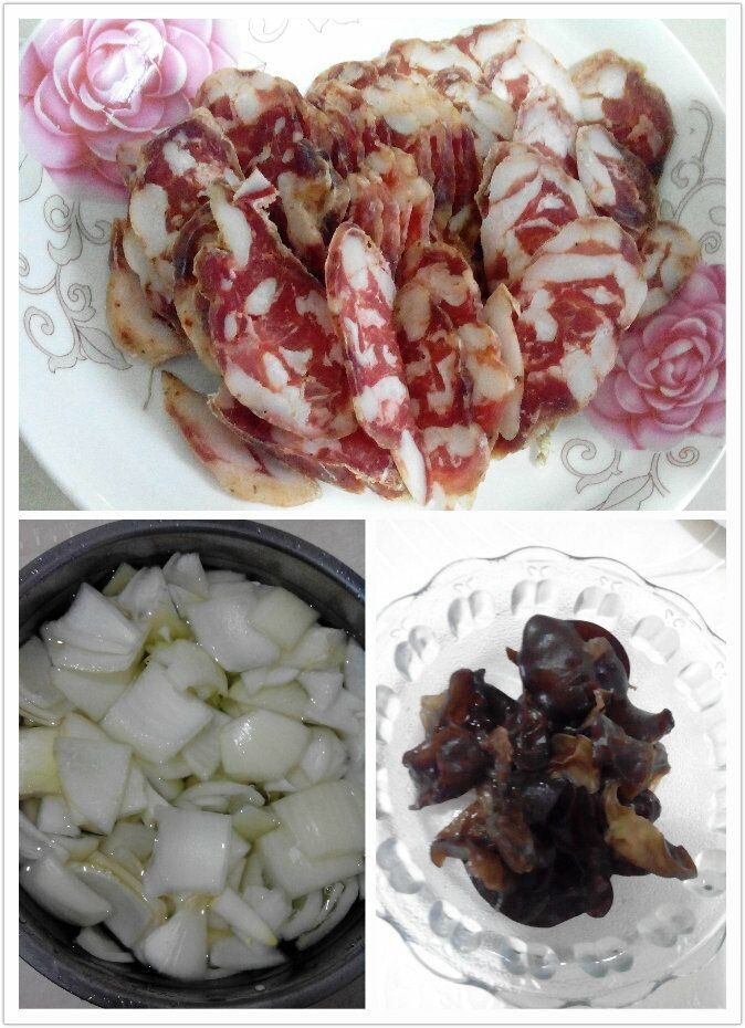 腊肉炒洋葱步骤1