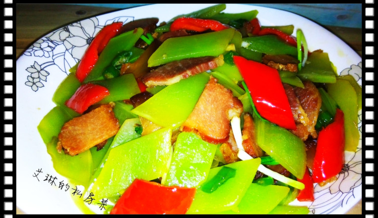 莴笋炒农家腊肉步骤8