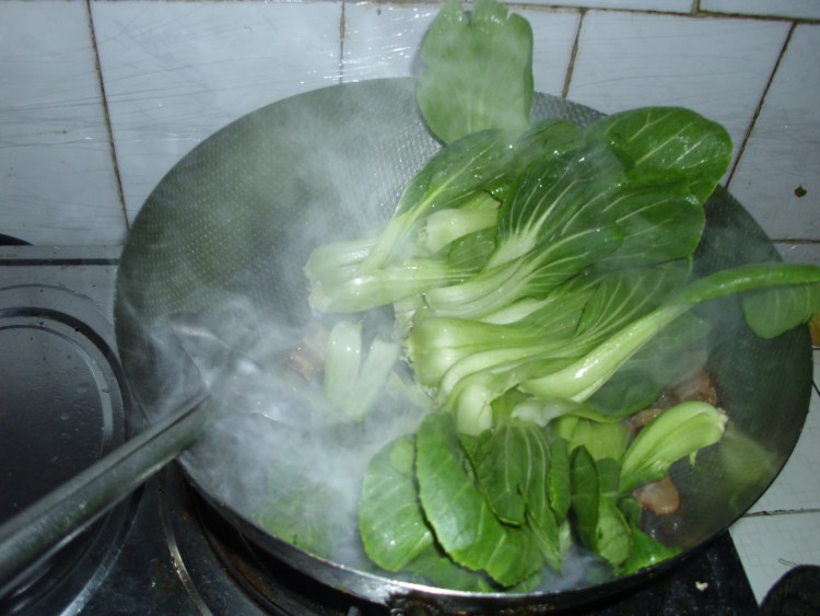 腊肉油菜步骤4