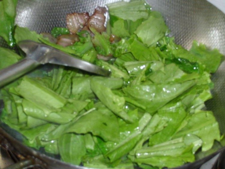 腊肉油麦菜步骤4