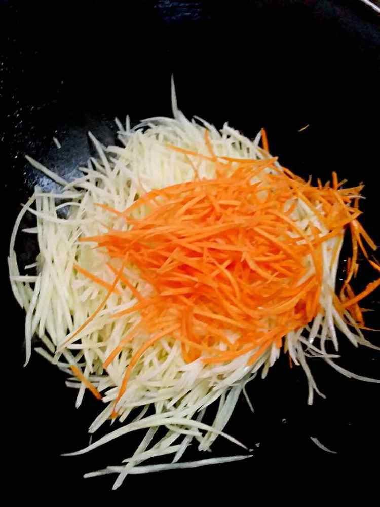 双丝炒火腿步骤4