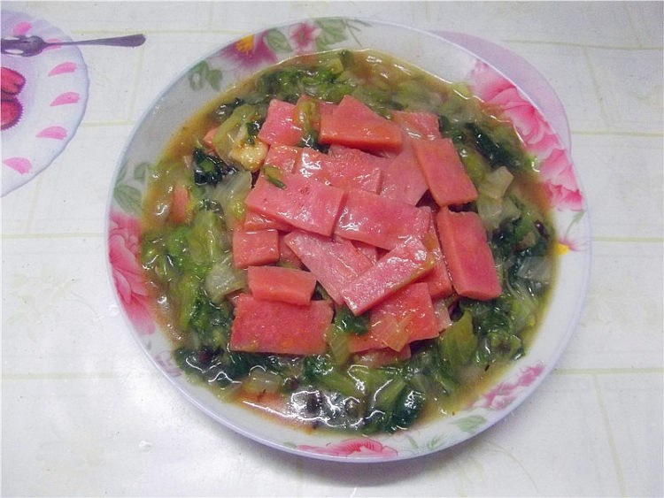 火腿炒生菜步骤7