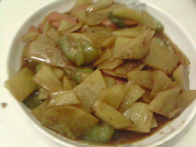 土豆丝瓜炒火腿步骤8