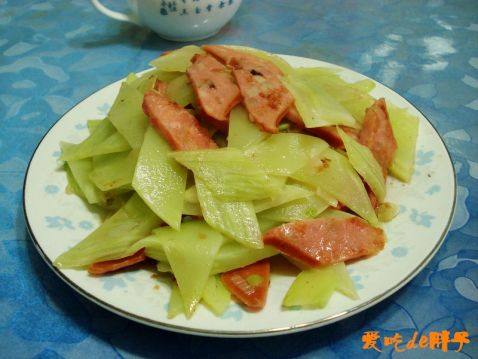 莴苣炒火腿步骤8