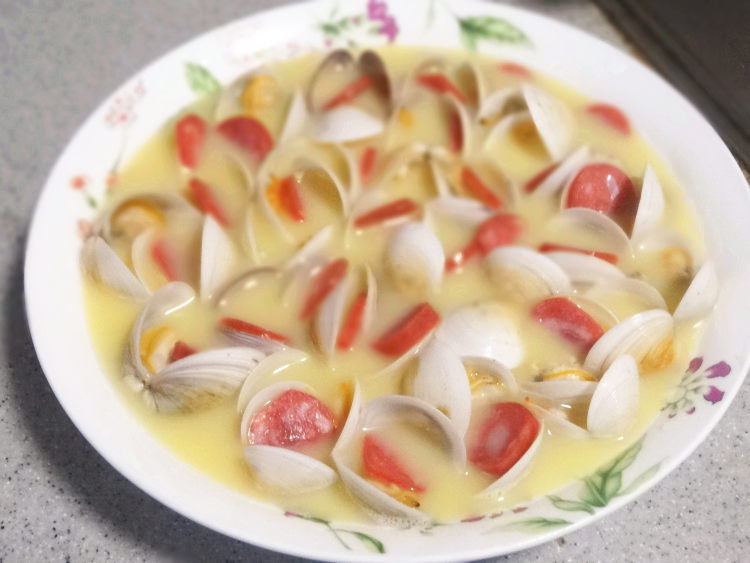 火腿蛤蜊蒸蛋步骤9