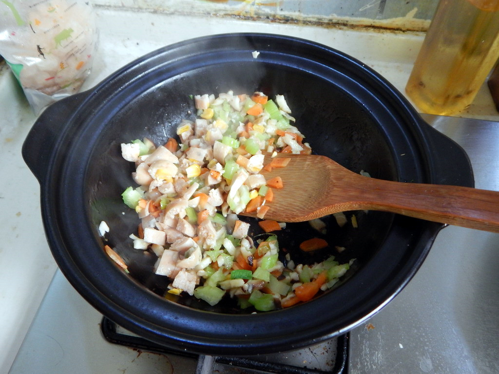 香菇鸡肉肠焗饭步骤6