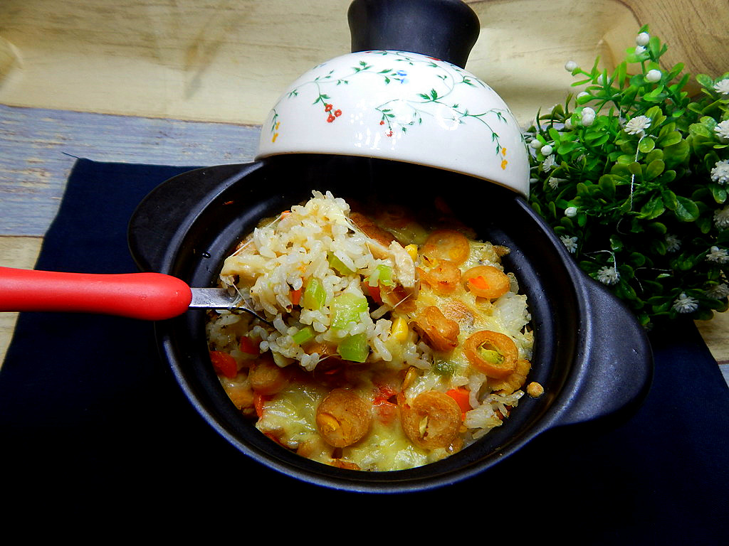 香菇鸡肉肠焗饭步骤18