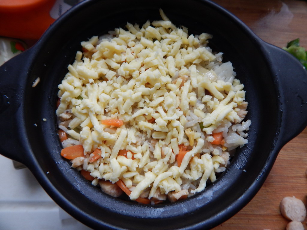 香菇鸡肉肠焗饭步骤13