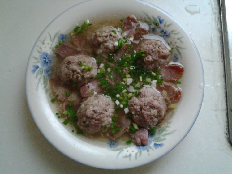 肉圆蒸香肠步骤6
