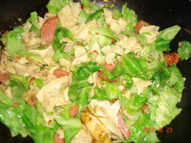 香肠炒甘蓝干豆腐步骤8