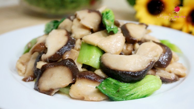炒鸡肉香菇油菜步骤13