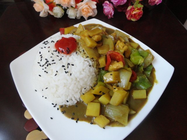 鸡肉咖喱饭步骤13