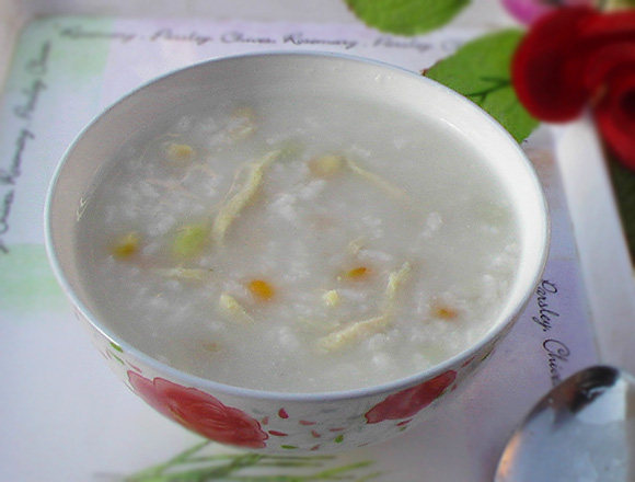 玉米青豆鸡丝粥步骤11