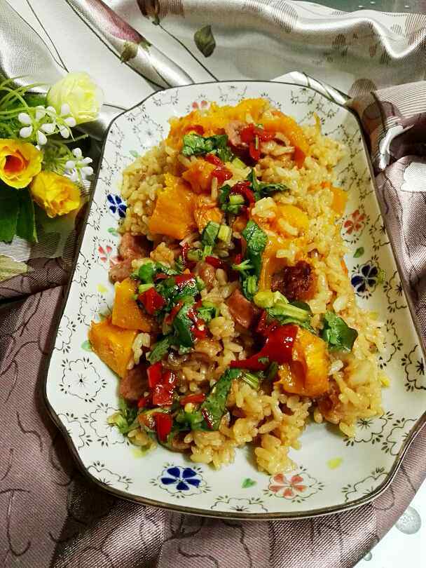 腊肠南瓜饭步骤12