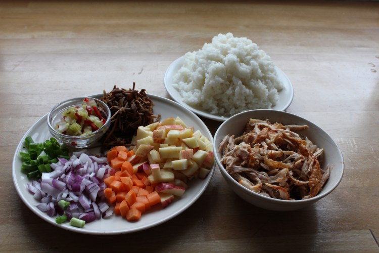 苹果鸡丝炒饭步骤1