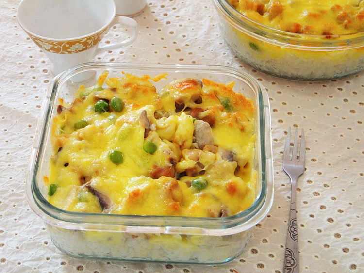 奶油蘑菇鸡肉焗饭步骤14