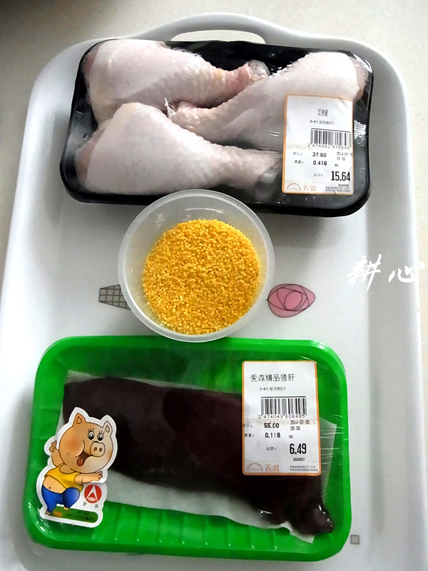 猪肝鸡腿粥步骤1