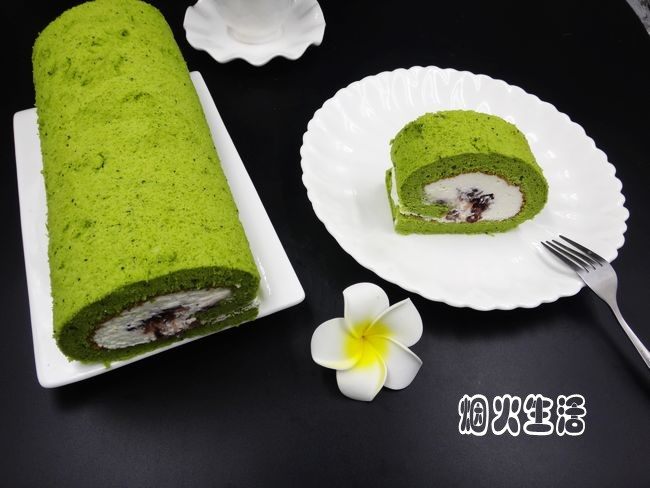 蜜豆抹茶蛋糕卷步骤15