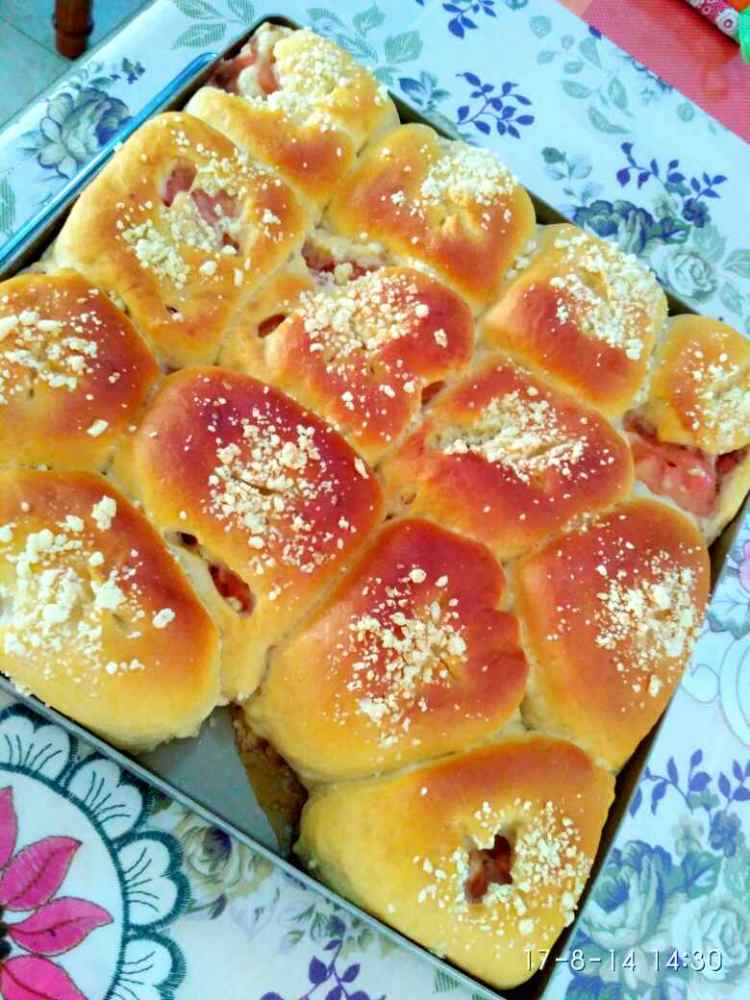 桃肉酥粒面包步骤15