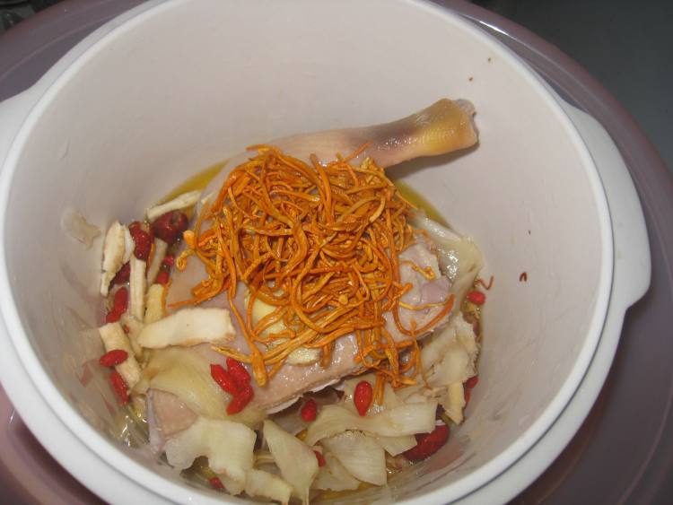 虫草花炖鸭汤步骤7