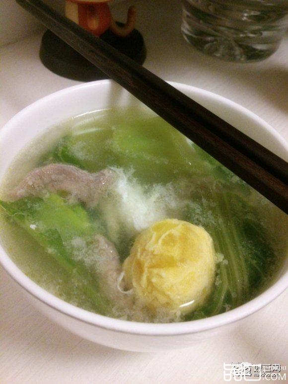 咸蛋肉片芥菜汤