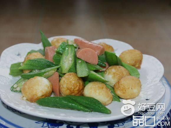 秋葵鹌鹑蛋炒火腿肠