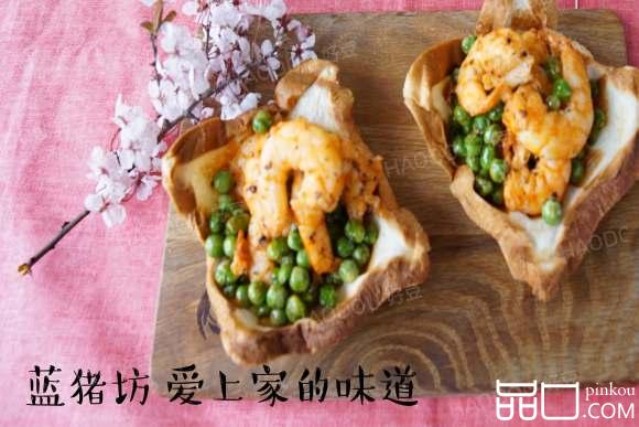 虾仁豌豆华夫碗
