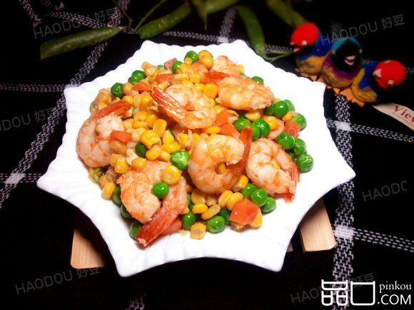 玉米豌豆炒虾仁