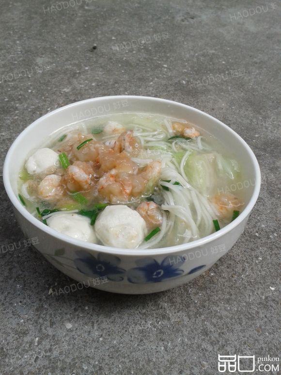 虾仁煮面汤
