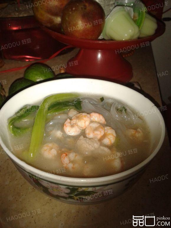 虾仁油菜煮黑粉团
