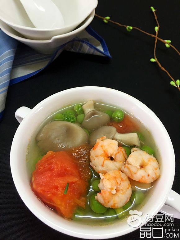 虾仁蘑菇豌豆汤