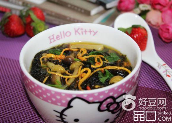 虫草花蟹味菇紫菜汤