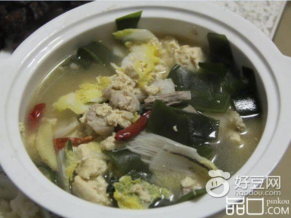 冻豆腐海带白菜汤