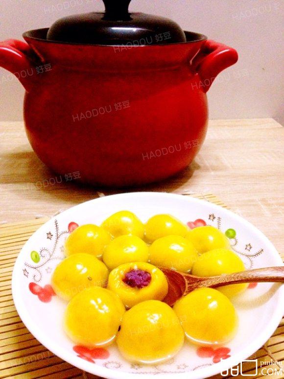 南瓜紫薯汤圆